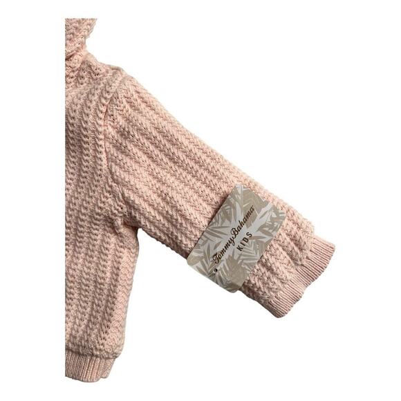 Tommy Bahama Sweater Jacket Size 3-6M Pink Herringbone Sherpa Lined Bunny Ears - Picture 4 of 10